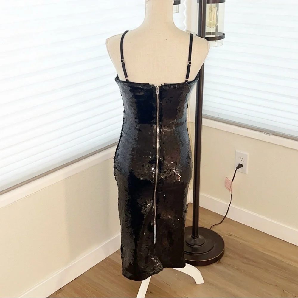 GOOD AMERICAN Twilight Black Sequin Bodycon Dress